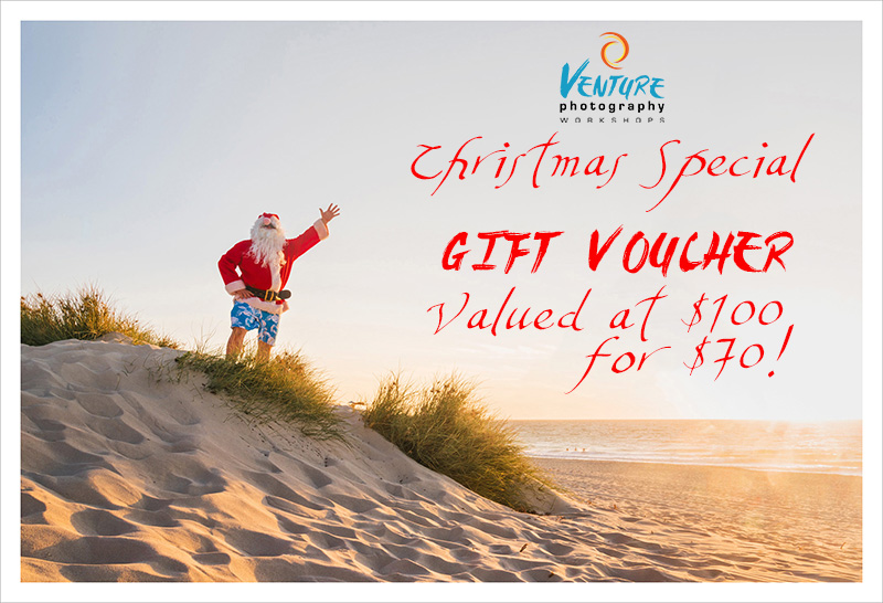 Picture of Santa Claus with text saying: Gift voucher special - $100 voucher for only $70