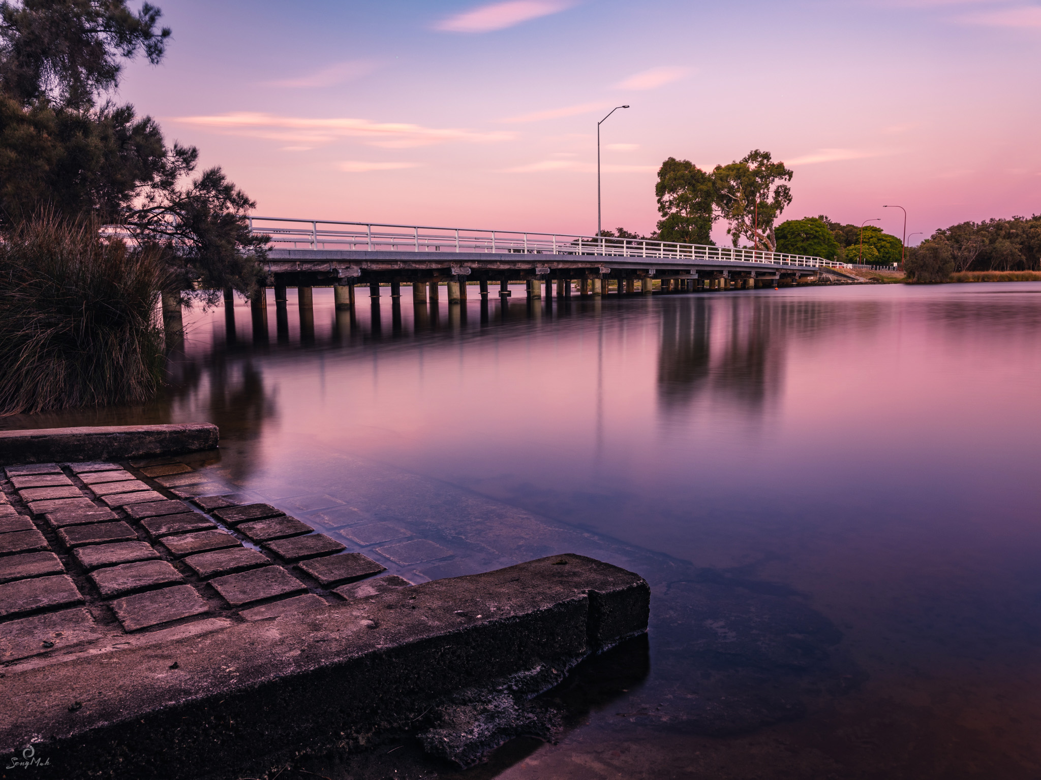 River twilight landscape