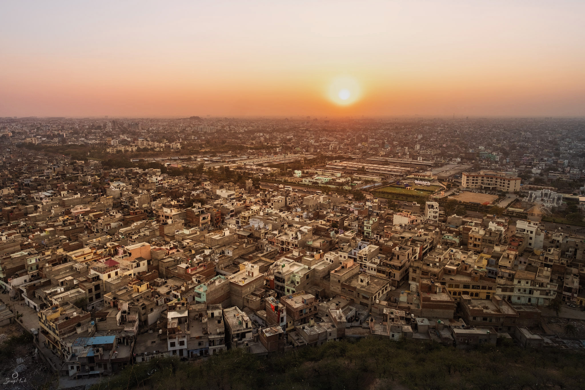 The Pink City at sunset