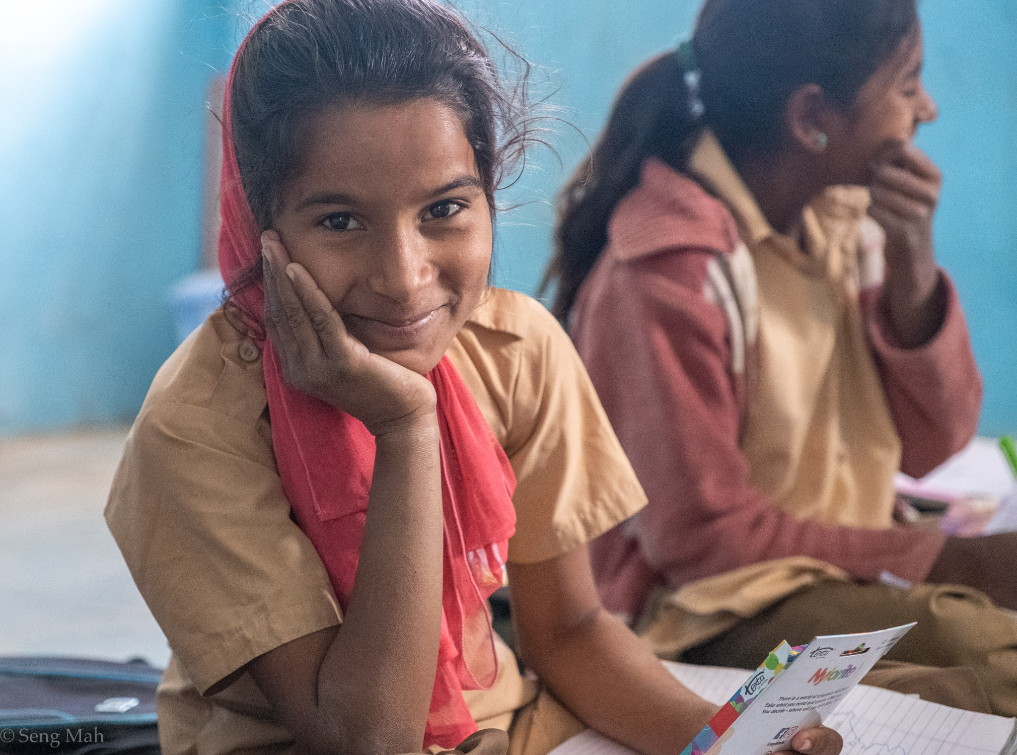 Portrait of a school girl in a village school