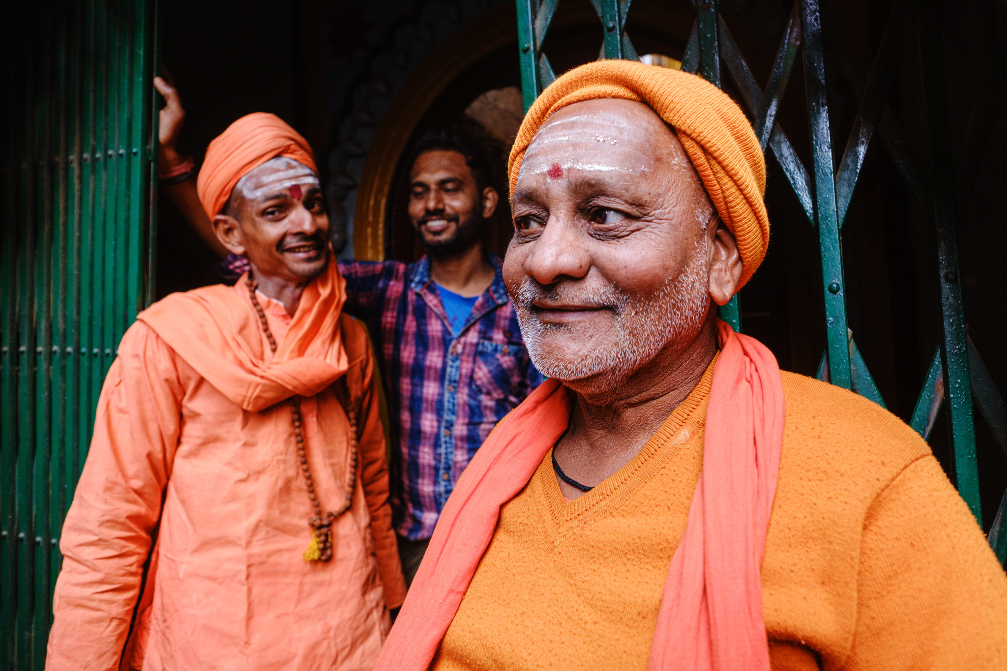 Priests in Varanasi lanes.