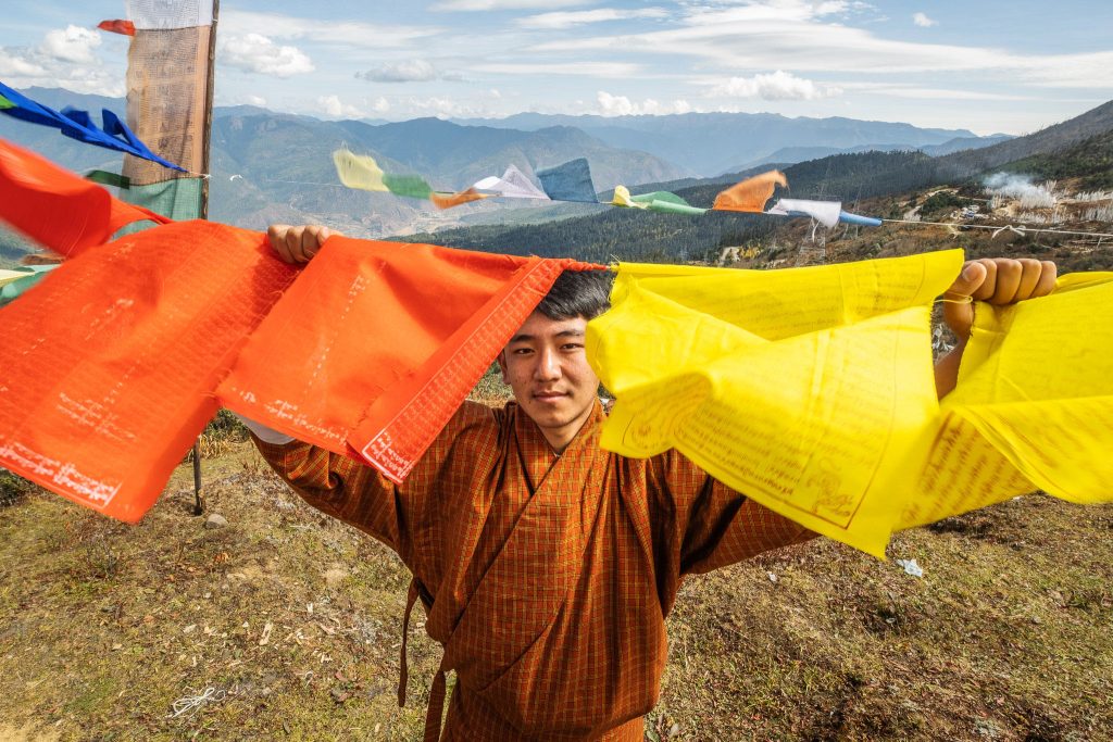 Jamyang with prayer flags